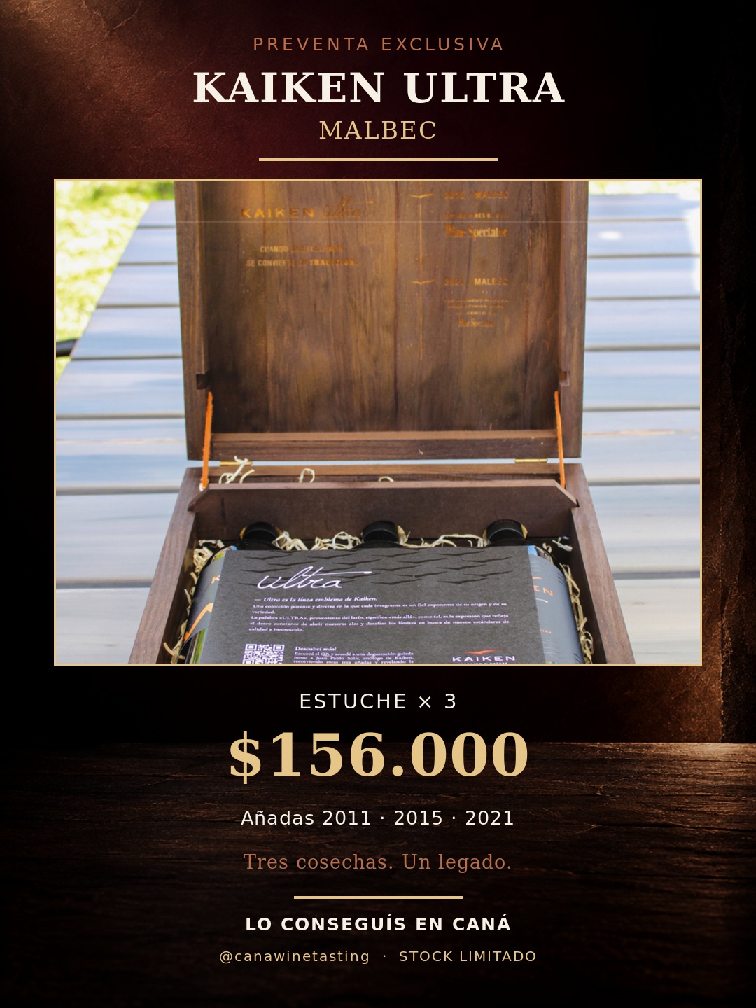 Estuche Kaiken Ultra Malbec de tres botellas